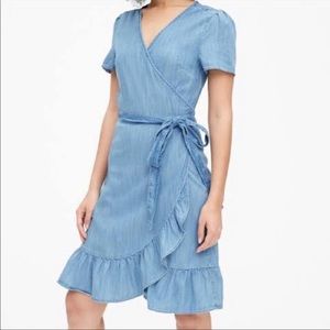 Gap light denim wrap dress